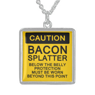 Vorsicht Bacon Spritzer Sterling Silberkette