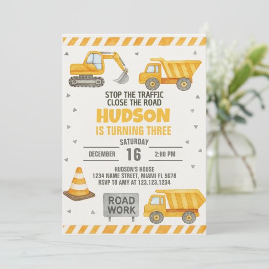 Vorsicht! Baugewerbe Einladung (Stehend Vorderseite)