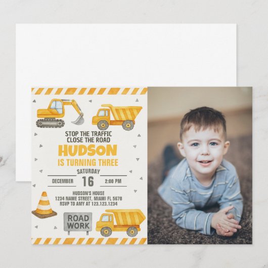 Vorsicht! Baugewerbe Einladung (Vorne/Hinten)