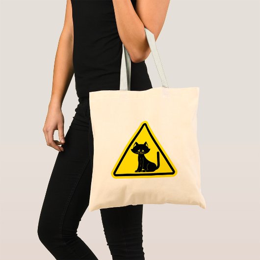 Vorsicht Begleiter Schild Black Cat Tote Bag Tragetasche