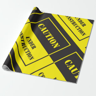 Vorsicht bei Bauzeichen Geschenkpapier