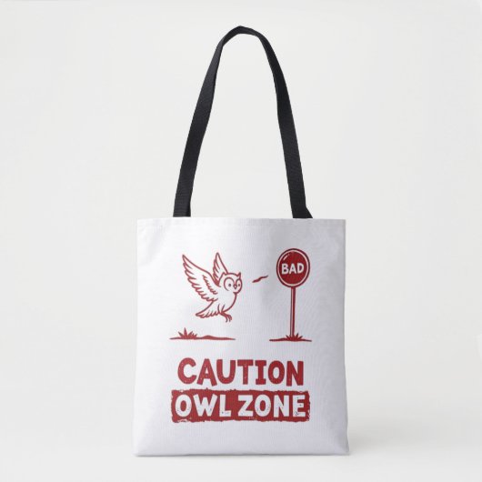 Vorsicht bei der Eule-Zone - Design der abgespielt Tasche (Vorderseite)