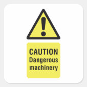 Vorsicht bei der Kennzeichnung gefährlicher Maschi Quadratischer Aufkleber (Vorderseite)