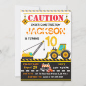 Vorsicht bei der Konstruktion Dump Truck Boy Gebur Einladung (Vorderseite)