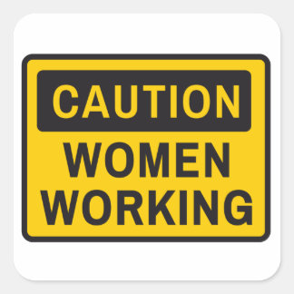 Vorsicht bei Frauen Quadratischer Aufkleber