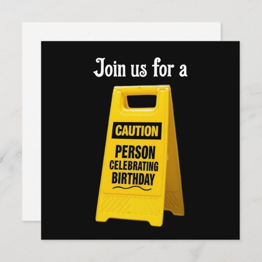 Vorsicht bei hellen Feiern mit gelbem Zeichen Einladung (Vorne/Hinten)