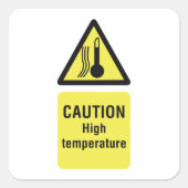 Vorsicht bei Hochtemperatur Quadratischer Aufkleber (Vorderseite)