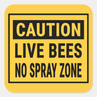 Vorsicht bei lebenden Bienen ohne Spray-Zone Quadratischer Aufkleber