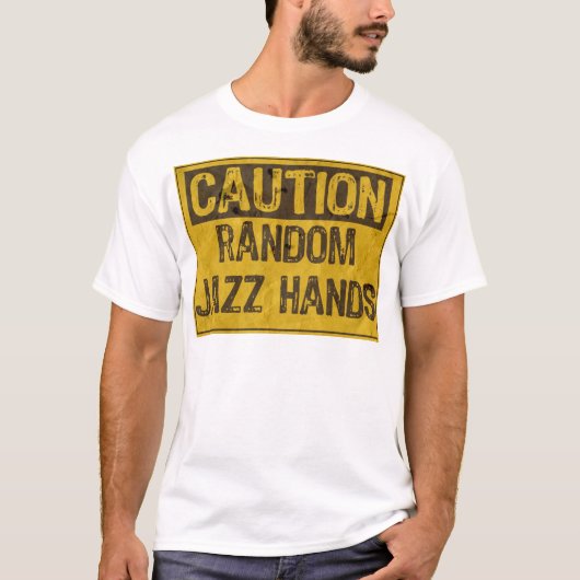 Vorsicht bei OLD Zeichen- Jazz Hände Gelb/Schwarz T-Shirt (Vorderseite)