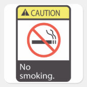 Vorsicht bei Rauchverbot Quadratischer Aufkleber (Vorderseite)