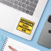 Vorsicht bei starker Druckluft Aufkleber (Laptop mit iPhone)