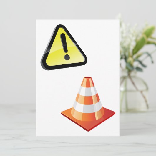 Vorsicht beim Cone Warning Einladung (Stehend Vorderseite)