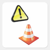 Vorsicht beim Cone Warning Quadratischer Aufkleber (Vorderseite)