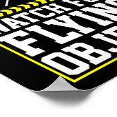 Vorsicht beim Flying Objects-Farbschutz Poster (Ecke)