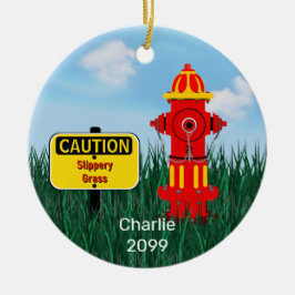 Vorsicht beim Rutschengras-Hund Welpenfeuerhalter Keramik Ornament