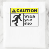 VORSICHT: Beobachten Sie Ihren Schritt Rechteckiger Aufkleber (Tasche)