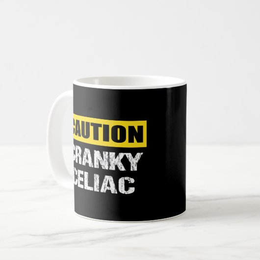 Vorsicht Cranky Celiac Funny Warning Sign Kaffeetasse (Vorderseite Links)