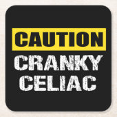 Vorsicht Cranky Celiac Funny Warning Sign Rechteckiger Pappuntersetzer (Vorderseite)