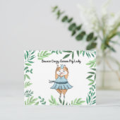 Vorsicht, Crazy Guinea Pig Lady Guinea Schwein Postkarte (Stehend Vorderseite)