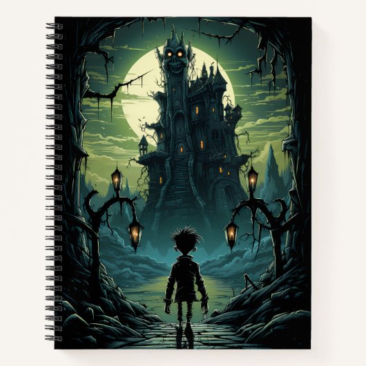 Vorsicht! Das verfluchte Schloss Halloween Notizblock (Vorderseite)