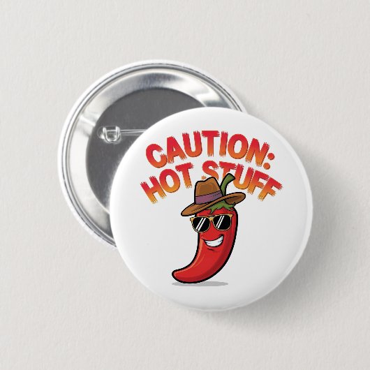 Vorsicht: Design der Hot-Stuff-Chilis - Fun-Pepper Button (Vorne & Hinten)