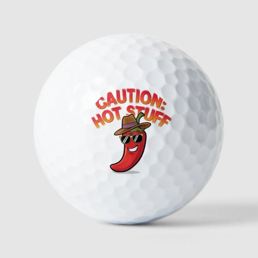 Vorsicht: Design der Hot-Stuff-Chilis - Fun-Pepper Golfball (Vorderseite)