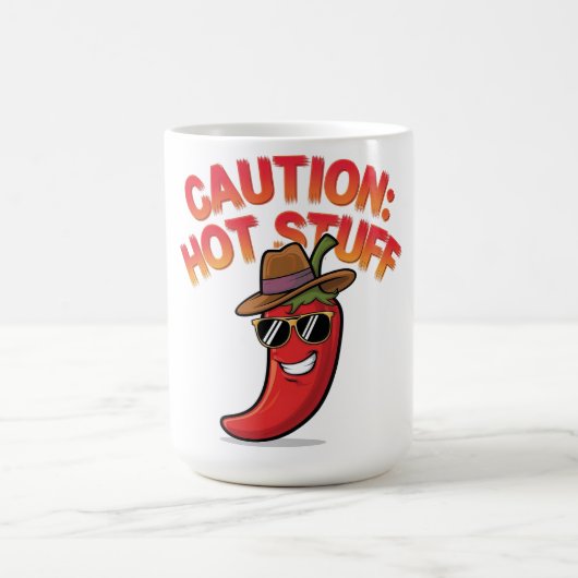 Vorsicht: Design der Hot-Stuff-Chilis - Fun-Pepper Kaffeetasse (Mittel)