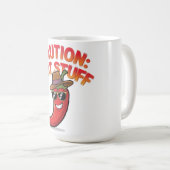 Vorsicht: Design der Hot-Stuff-Chilis - Fun-Pepper Kaffeetasse (VorderseiteRechts)