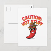 Vorsicht: Design der Hot-Stuff-Chilis - Fun-Pepper Postkarte (Vorne/Hinten)