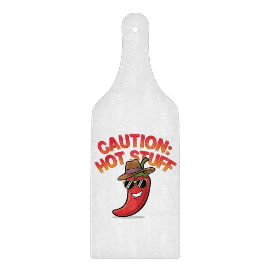 Vorsicht: Design der Hot-Stuff-Chilis - Fun-Pepper Schneidebrett (Vorderseite)