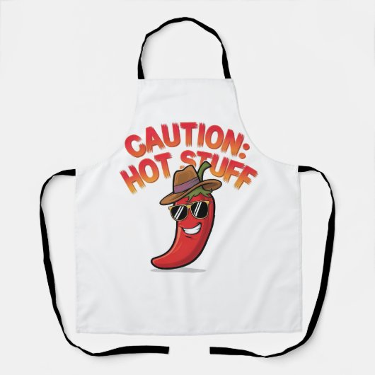 Vorsicht: Design der Hot-Stuff-Chilis - Fun-Pepper Schürze (Vorderseite)