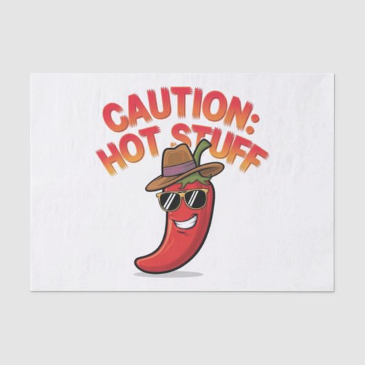 Vorsicht: Design der Hot-Stuff-Chilis - Fun-Pepper Seidenpapier (Vorderseite)