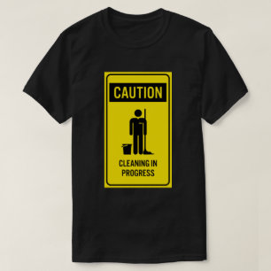 Vorsicht, die laufende Zeichen-T - Shirts säubert