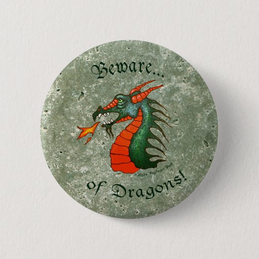 Vorsicht Dragons Stone Green Button (Vorderseite)