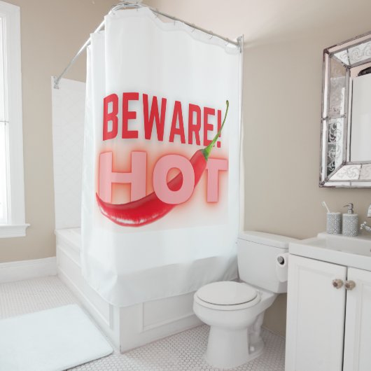 Vorsicht Duschvorhang (Beispiel)