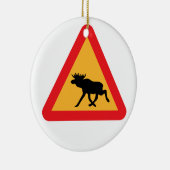 Vorsicht Elche schwedische Verkehrszeichen Keramikornament (Rechts)