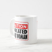 Vorsicht erzogen schwarze Frau Kaffeetasse (Vorderseite Links)