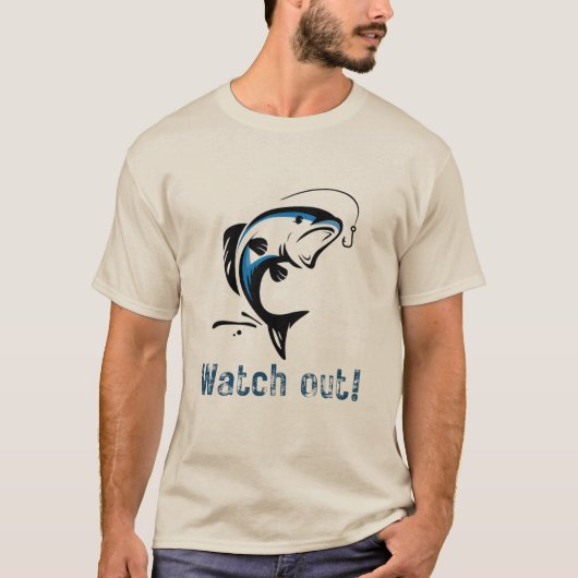 "Vorsicht! Fangzone" - Fun design a rod T-Shirt (Vorderseite)