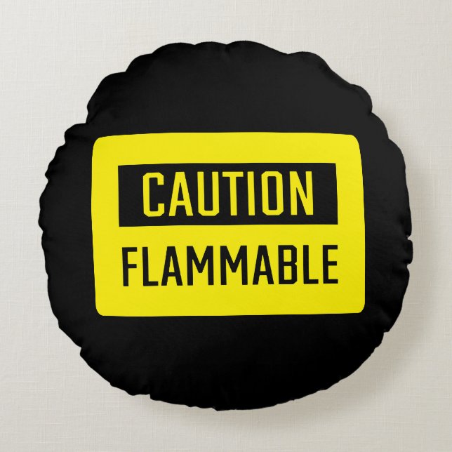 Vorsicht Flammenzeichen Rundes Kissen (Vorderseite)
