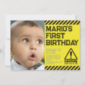 Vorsicht! Funny First Birthday Party Einladung (Vorderseite)