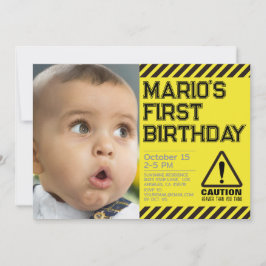 Vorsicht! Funny First Birthday Party Einladung