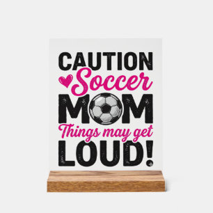Vorsicht Fußballmutter Lautes Vintage-Shirt-Design Acrylschild