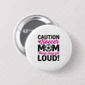Vorsicht Fußballmutter Lautes Vintage-Shirt-Design Button (Vorne & Hinten)