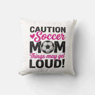 Vorsicht Fußballmutter Lautes Vintage-Shirt-Design Kissen