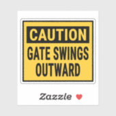 Vorsicht Gate Swings nach außen Aufkleber (Blatt)
