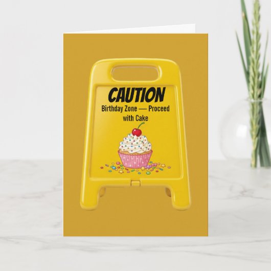 Vorsicht Geburtstagszone Cupcake Warnung Karte (Vorderseite)