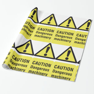 Vorsicht Gefährliche Maschinen Warnschild Geschenkpapier