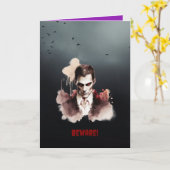 "Vorsicht!" Gefaltete Grußkarte Karte (Gelbe Blume)