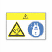 Vorsicht/Gerät beginnt automatisch mit der Kennzei Aufkleber (Vorderseite)