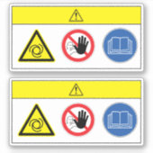 Vorsicht/Gerät beginnt automatisch mit der Kennzei Aufkleber (Vorderseite)